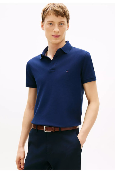 Tommy Hilfiger Ανδρικό βαμβακερό μπλουζάκι με γιακά πόλο, κοντό μανίκι, μπλε,...