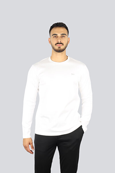 PAUL&SHARK Erkek Slim Fit Bisiklet Yakalı Uzun Kollu Beyaz T-Shirt
