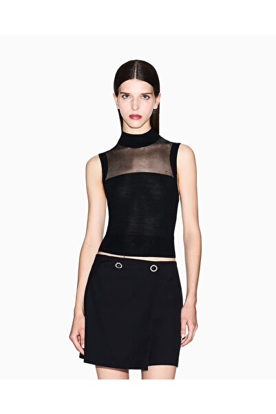 Armani Exchange Γυναικεία μαύρη μπλούζα με στενή εφαρμογή και λεπτομέρεια από...