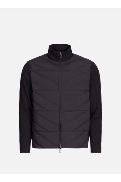 Emporio Armani Erkek Kuş Tüyü Dolgulu Kapitone Desenli Örme Kol Detaylı Laciv...