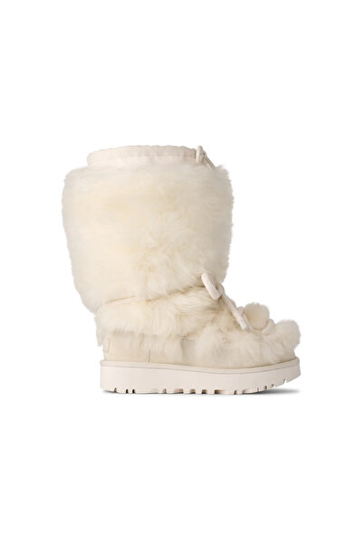 UGG Γυναικείες μακριές γούνινες μπότες και μποτάκια με κορδόνια και επίπεδη σ...