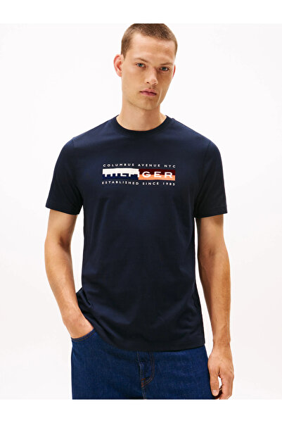 Tommy Hilfiger Erkek Regular Fit Yuvarlak Yakalı Logo Baskılı Pamuklu Kısa Ko...