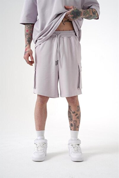 Machinist Ανδρικό σορτς Cargo Basic Oversize σε γκρι απόχρωση Pearl