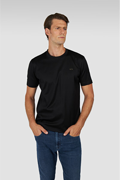PAUL&SHARK Men's Regular Fit Round Neck 100% Cotton Shark Logo Short Sleeve B...