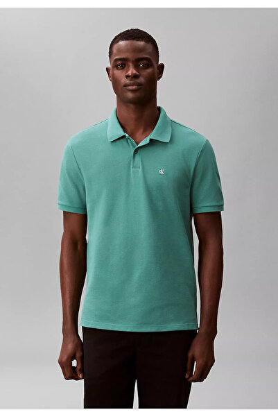 Calvin Klein Men's Regular Fit 100% Cotton Ck Logo Short Sleeve Green T-Shirt