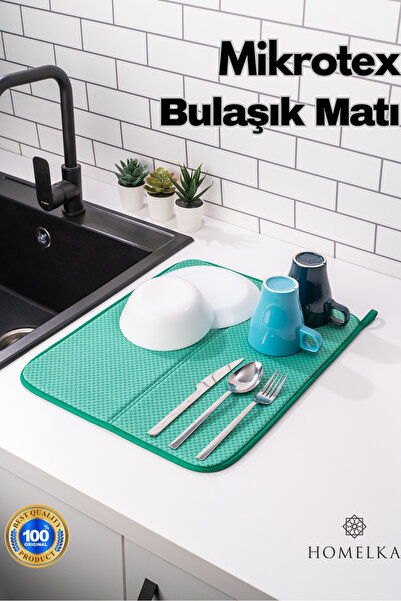 HOMELKA Mikrotex Bulaşık Matı Süper Emici Bulaşık Kurutma Matı 45x36cm Tezgah...