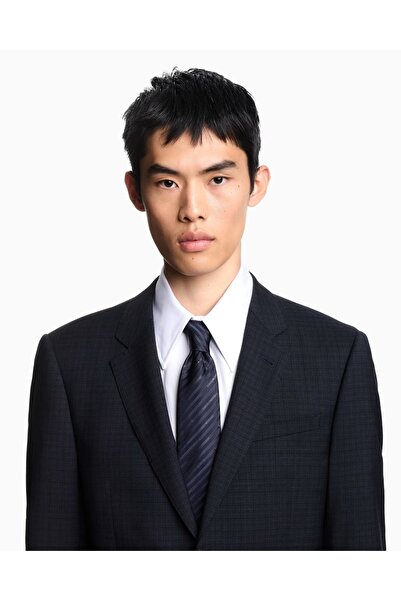 Emporio Armani Ανδρική γραβάτα από καθαρό μεταξωτό ύφασμα με λογότυπο ζακάρ σ...