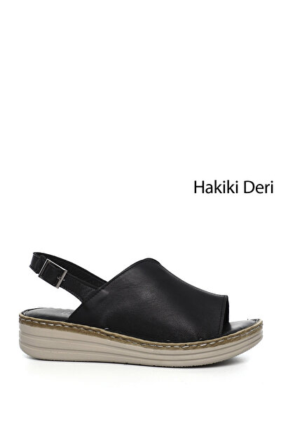 GÖNDERİ(R) Γυναικεία άνετα σανδάλια από γνήσιο δέρμα με μαύρο τακούνι