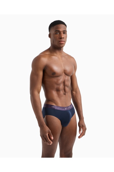 Emporio Armani Men's Modal Fabric Logo Elastic Waist Navy Blue Underpants