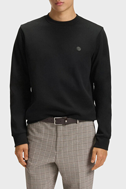 BOSS Erkek Düz Model Bisiklet Yaka Uzun Kol Siyah Sweatshirt