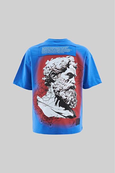 Machinist Erkek Platon Oversize Soft Mavi Tişört