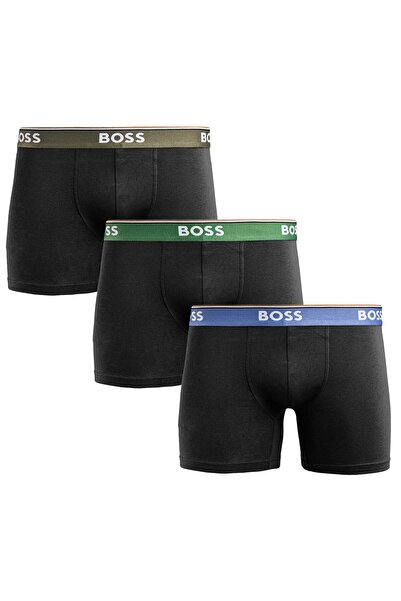 BOSS Erkek Bel Yazı Detay Dar Kısa Pamuklu Siyah1 Boxer