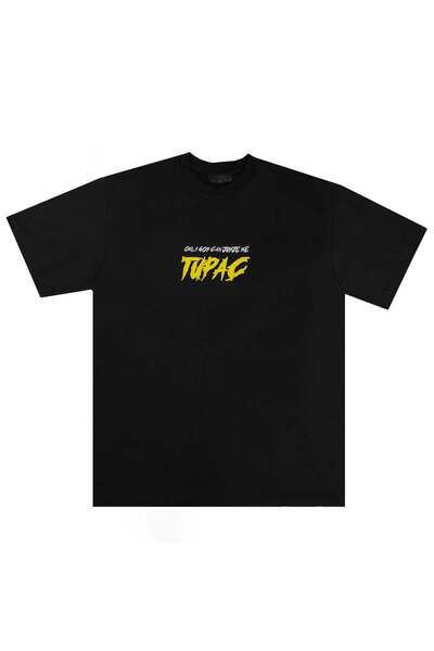 vulgariromania Tricou Oversize Negru Bărbați – Print Tupac Only God Can Judge Me Streetwear - L