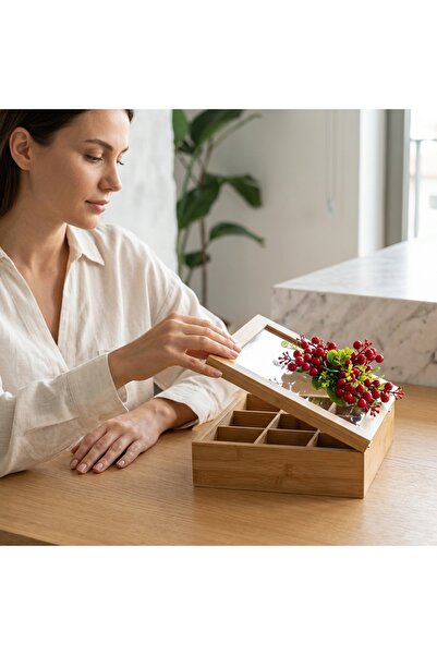 TASARIMHMODA 6 Bölmeli Çay Kutusu Ahşap Kokinalı