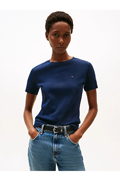 Tommy Hilfiger Kadın Th Slim Crew Neck T-Shirt - Lacivert