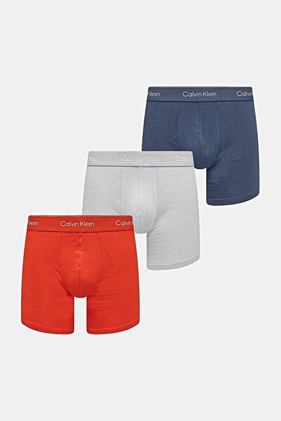 Calvin Klein Erkek Pamuklu Beli Lastikli Slim Fit 3'lü Paket Çok Renkli Boxer