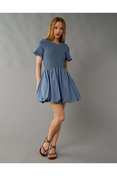 AMERICAN EAGLE AE Smocked Denim Bubble Dress
