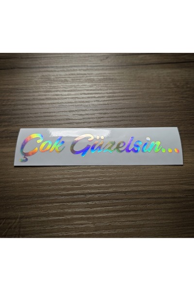 İŞCAN MOTOR Çok Güzelsin Güneşlik Ayna Yazısı Oto Sticker Etiket Hologram 7.5...