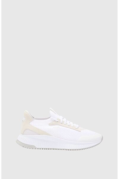 BOSS Erkek Marka Logolu Bağcıklı Kaydırmaz Tabanlı Günlük Beyaz Sneaker