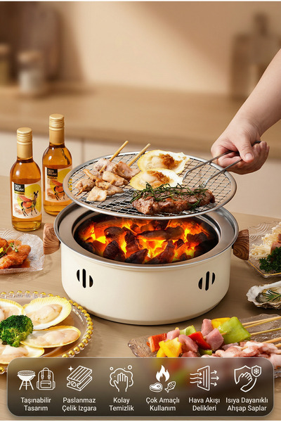 MAKAMP Yuvarlak Mangal Izgara Teli – Dayanıklı, Geniş Pişirme Alanlı BBQ Izgara