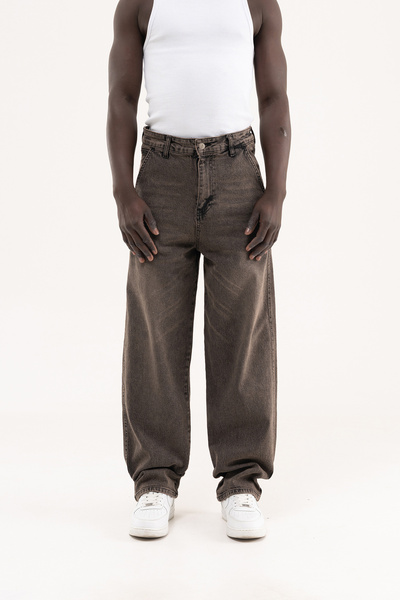 Machinist Men's Basic Baloon Fit Baggy Jean Trousers Black-Brown
