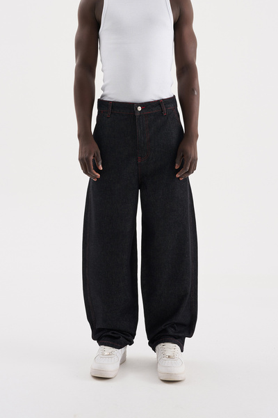 Machinist Erkek Basic Baloon Fit Baggy Jean Pantolon Açık Siyah