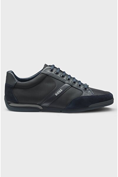 BOSS Erkek Süet Detaylı Koku Önleyici Astarlı Rahat Taban Lacivert Sneaker