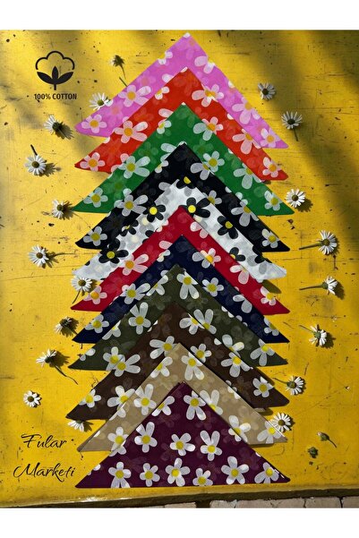 Fular Marketi 100% Βαμβάκι 11 -12b Μπαντάνα με σχέδιο μαργαρίτας Açdeartr