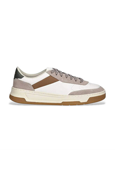 BOSS Erkek Doğal Deri ve Süet Karışımlı Düşük Bilekli Düz Taban Bej Sneaker