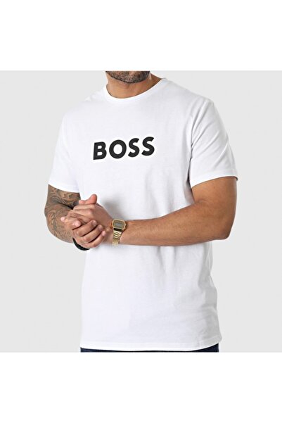 BOSS Regular Fit Bisiklet Yaka Erkek T-shirt Beyaz