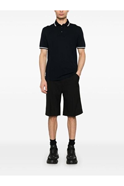 Emporio Armani Tricou cu guler polo pentru bărbați, cu mânecă scurtă, cu nast...