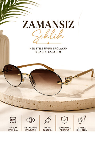 Optic Master Metal frame sunglasses with oval brown gradient lenses