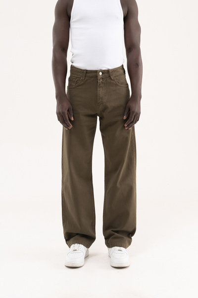 Machinist Ανδρικό παντελόνι τζιν με απαλή επιφάνεια, φαρδιά γραμμή, άνετο, χακί