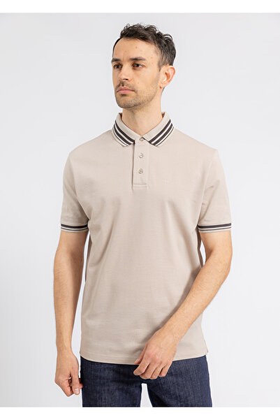 Emporio Armani Tricou argintiu cu guler polo, cu mânecă scurtă și închidere c...