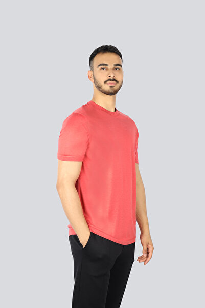 PAUL&SHARK Erkek Pamuklu Regular Fit Yuvarlak Yak Kısa Kollu Mercan T-Shirt