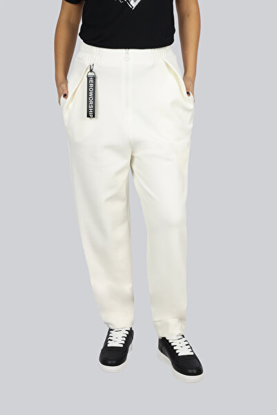 Naar Γυναικείο βαμβακερό παντελόνι σε κανονική εφαρμογή, ίσια γραμμή, εκρού χ...