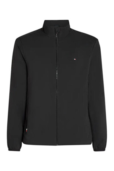 Tommy Hilfiger Erkek uzun kollu logolu siyah polar ceket