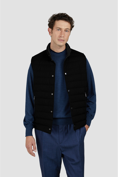 PAUL&SHARK Erkek Kapitoneli Regular Fit Dik Yaka Kolsuz Siyah Yelek
