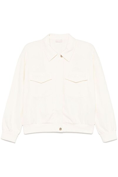 liu.jo Women's Notched Collar Pocket Detailed Button Closure Regular Fit Whit...