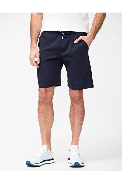 PAUL&SHARK Men's Regular Fit Cotton Navy Blue Shorts with Elastic Waist and Logo