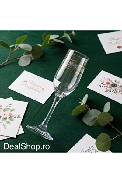 dealshopromania Set de 6 pahare de șampanie aurii Lav Adora Gold Eleganță și ...