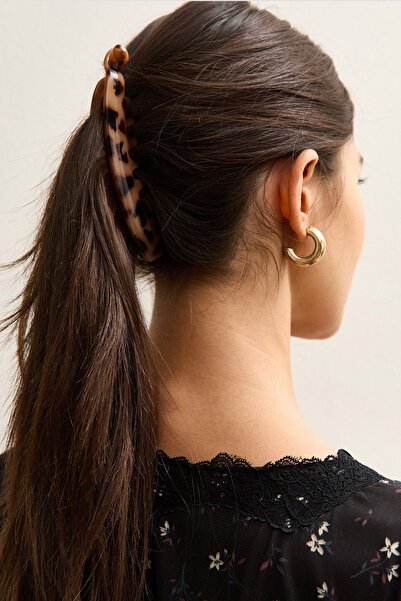 New Obsessions Πλαστική πόρπη μπανάνας λεοπάρδαλης με μεγάλη χτένα - 2 τεμάχια