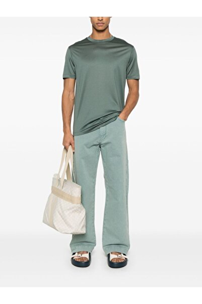 Emporio Armani Erkek Pamuklu Jersey Kumaş Marka Logolu Yeşil T-Shirt