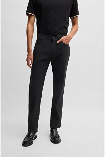 BOSS Erkek Regular Fit Normal Bel Düz Paça Streç Pamuklu Siyah Pantolon