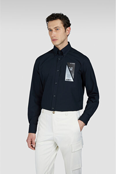 PAUL&SHARK Erkek %100 Pamuklu Regular Fit Göğüste Logo Desenli Uzun Kollu Siy...