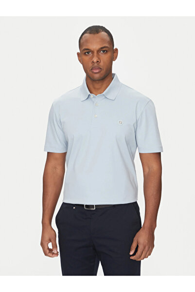 BOSS Erkek Polo Yaka Düğme Kapamalı Kısa Kol Mavi Polo Yaka T-Shirt