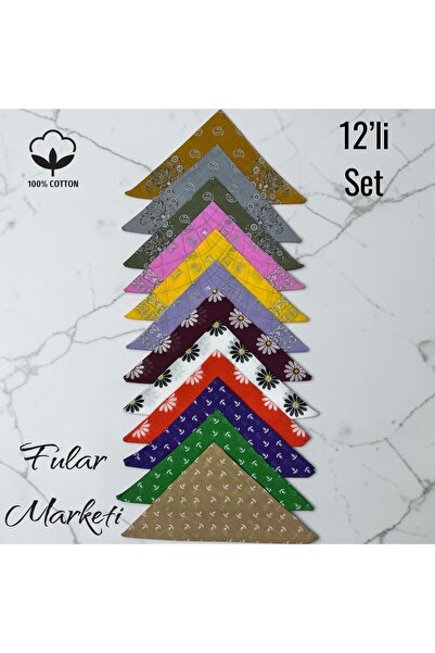 Fular Marketi 100% βαμβάκι Σετ μπαντάνα 12 τεμαχίων με μικτό σχέδιο 12 τμχ