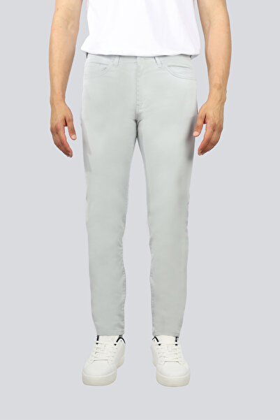 BOSS Erkek Slim Fit Esnek Pamuklu Normal Bel Düz Paça Gri Pantolon