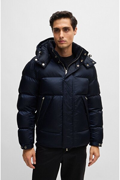BOSS Erkek Marka Logo Detaylı Regular Fit Uzun Kollu Lacivert Mont