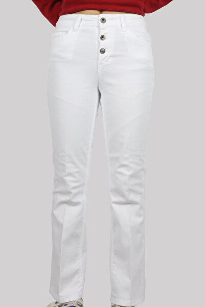 liu.jo Women's High Waisted Cotton Blend Daily Use White Trousers